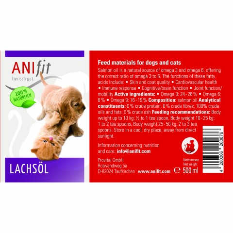 Cat Dog B.A.R.F. Supplements Salmon Oil (Lachsöl) 500 ml 1 Piece -3- Anifit